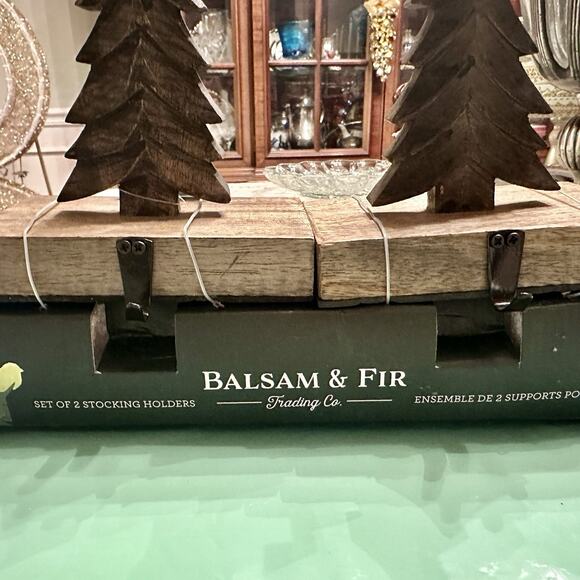 Balsam & Fir Trading Co. Set of 2 Wooden Christmas Tree Stocking Holders - Picture 11 of 12